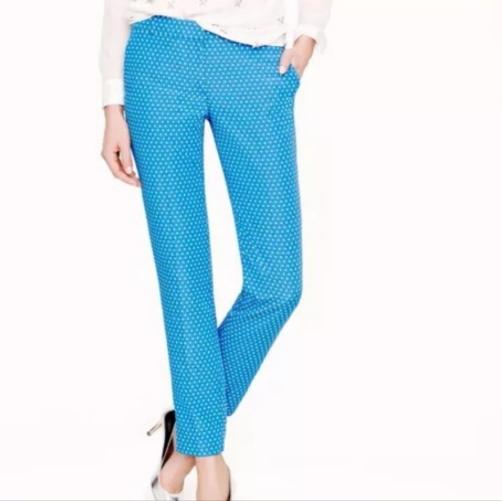 J Crew Cafe Capris Polka Dot Blue pants